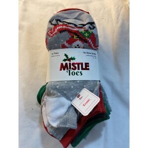 Christmas Holiday Santa Penguin No Show Socks Ladies‎ Shoe Size 4-10 10 Pairs